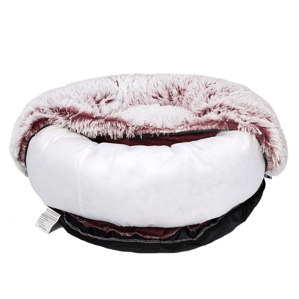 Pet Bed for Cats and Small Dogs Comfortable Soft Plush Donut Cuddler Round Dog Cat House Kennel Washable Cushion Pink, M 